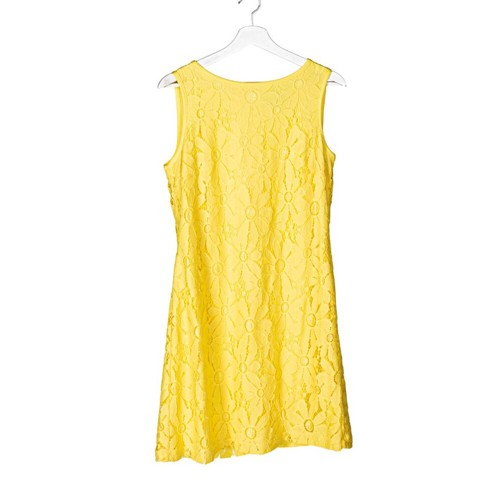 Cappagallo Lacy Yellow Sheath Dress Size 10